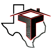 Trutex logo icon - a large letter T with a roof on top, inside of an outline of Texas